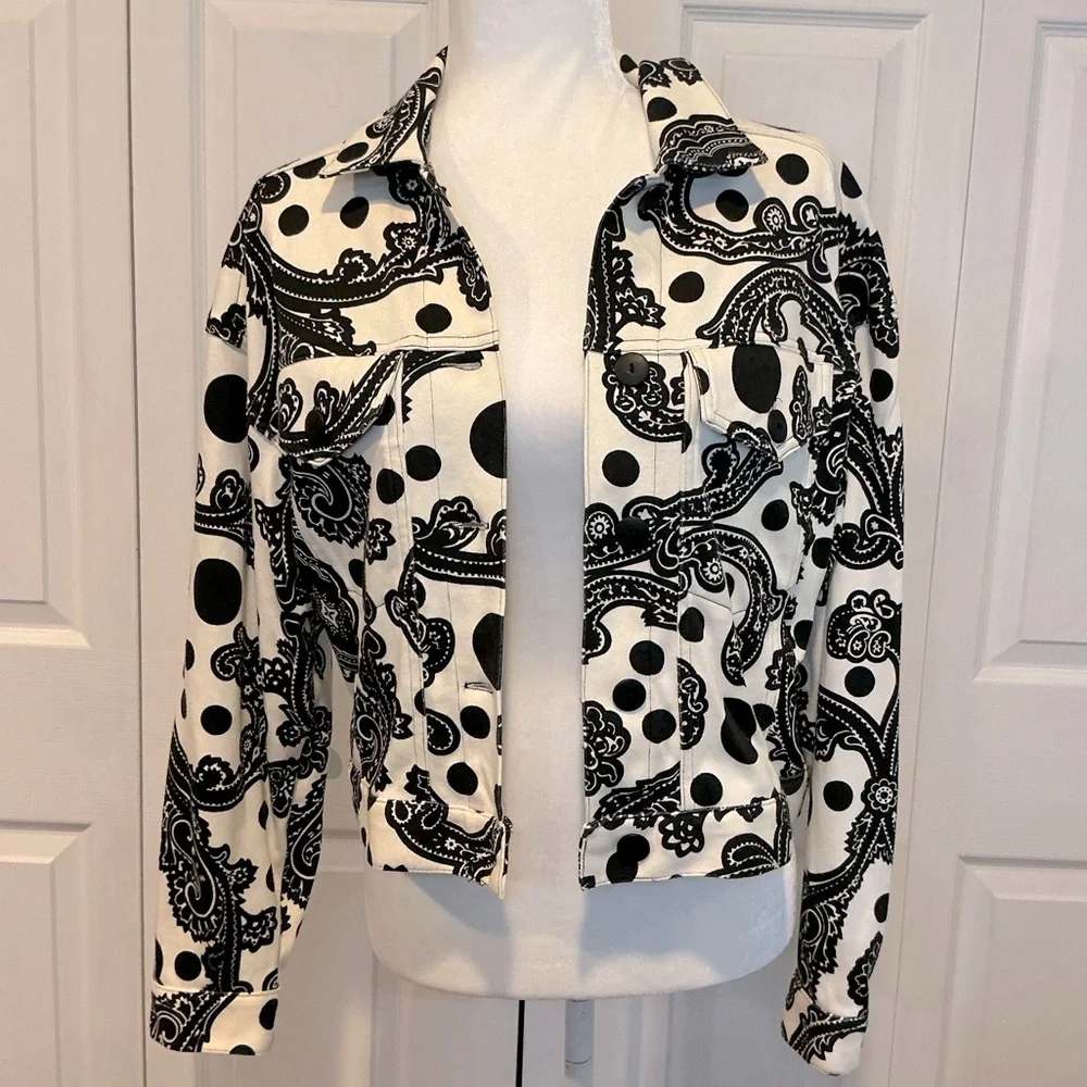 🌹 Outlander Black and White Cotton Jacket - Medium - Picture 1 of 5